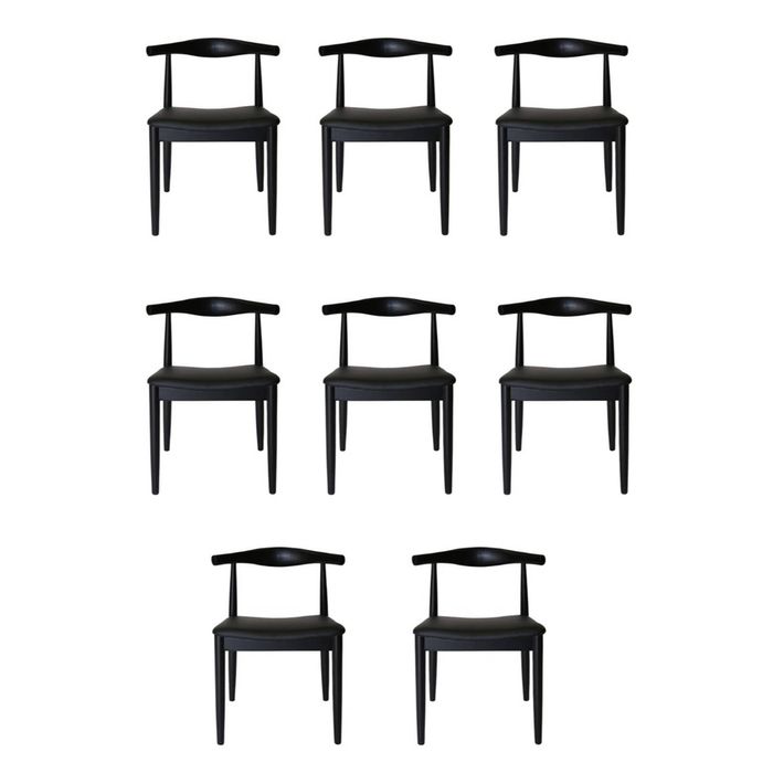 SK Designer Living | Pack of 8 | Replica Hans Wegner Elbow Chair CH20 - Black