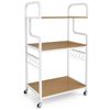 Costway 3Tier Rolling Printer Microwave Stand Cart Shelf 10Hook Natural