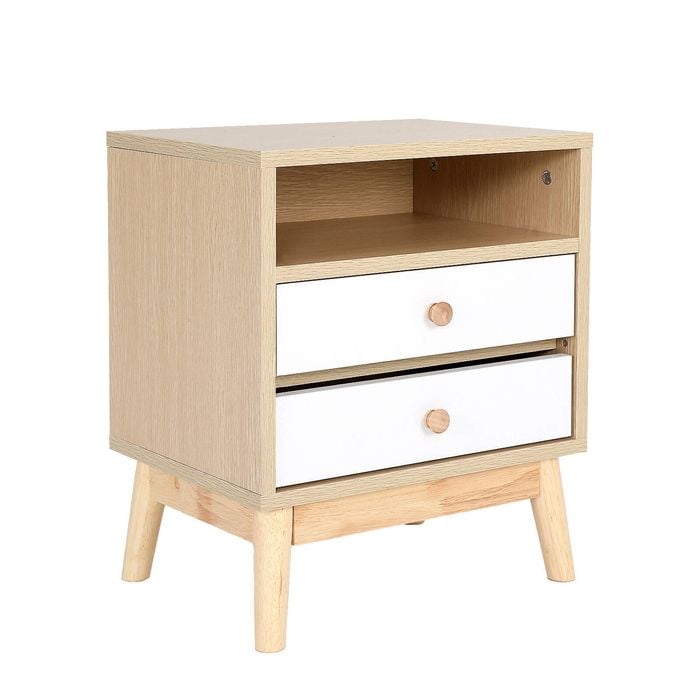 La Bella Oak Bedside Table Side Storage Cabinet Nightstand Bedroom 2 Drawer ANYA