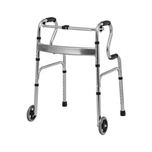 Costway Foldable Walking Frame W/wheels & Adjustable Height