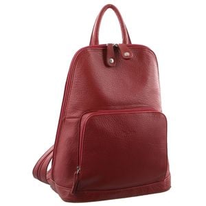Milleni Womens Twin Zip Backpack Nappa Italian Leather Bag Travel - Red - Red | 24 x 13 x 32 cm | Italian Nappa leather