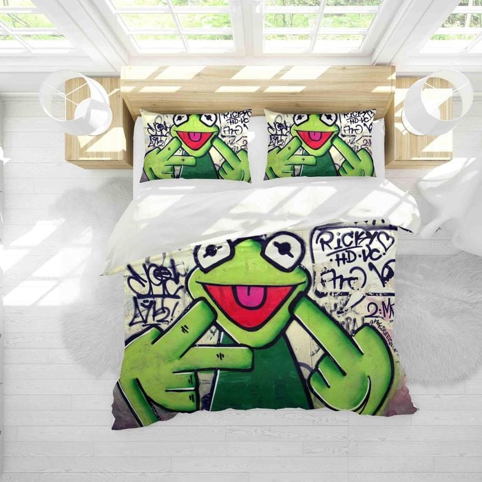 3D Abstract Letters Graffiti Frog Quilt Cover Set Bedding Set Pillowcases JN 078