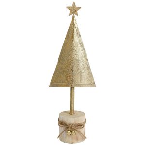 LVD Metal/Wood Xmas Tree w/ Star Christmas Holiday Decoration 9x25cm Gold