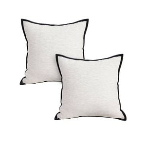 SOGA 2X 50cm Classic Natural Linen Black Piped Edge Decorative Throw Pillow