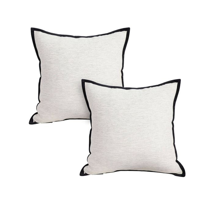 SOGA 2X 50cm Classic Natural Linen Black Piped Edge Decorative Throw Pillow