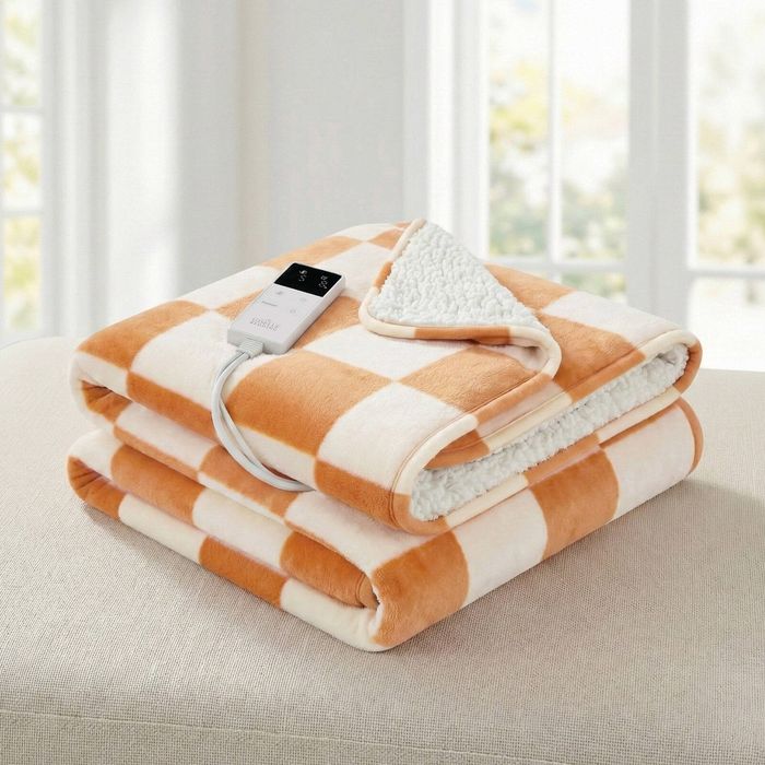Giselle Electric Throw Rug Blanket Fleece Flannel Yellow