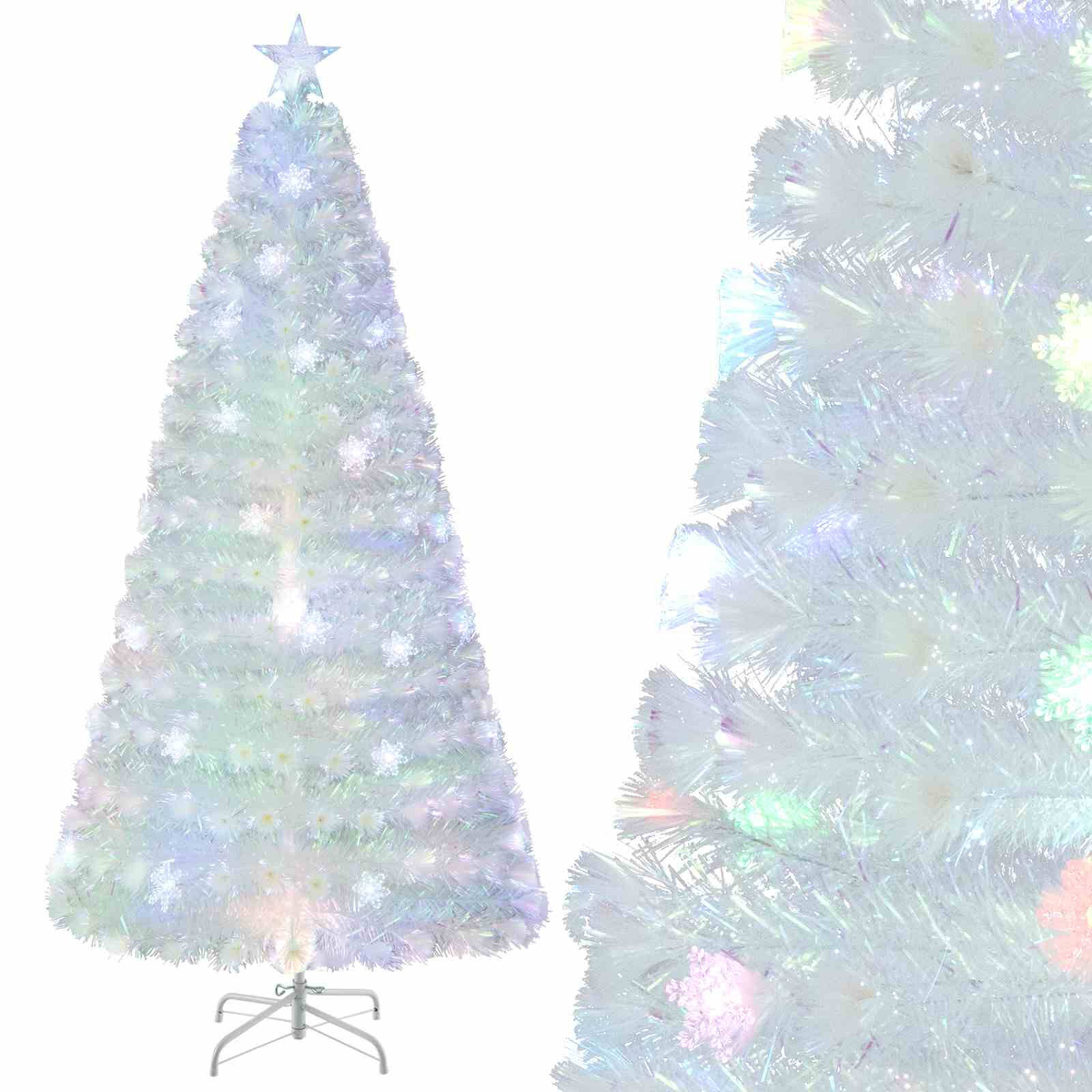 Costway 2.1M PreLit Fiber Optic Christmas Tree Colorful Snowflake LEDs