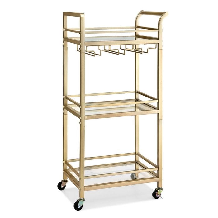 Artiss Bar Cart Drinks Trolley Wine Glass Rack 43cm