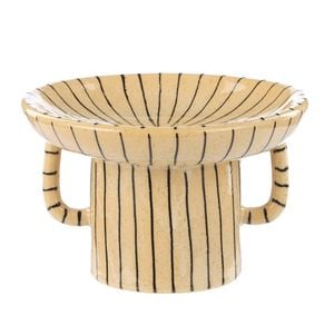 Amalfi Academy Sabi Stripe Decor Dish Large Beige & Black 25.5x25.5x16.5cm