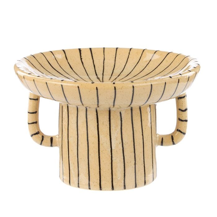 Amalfi Academy Sabi Stripe Decor Dish Large Beige & Black 25.5x25.5x16.5cm