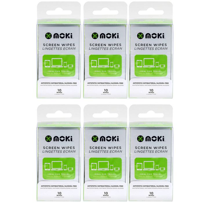 6x 10pc Moki Antistatic Alcohol Free Laptop Computer Cleaning Screen Wipes
