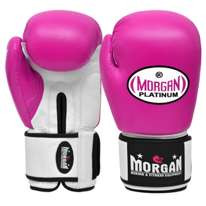 Morgan V2 Platinum Leather  Sparring Gloves[fluro Pink 10oz]