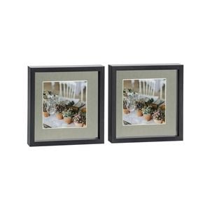 Nicola Spring 10" x 10" Black 3D Box Photo Frames - 6" x 6" Mount - Pack of 2