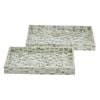 S/2  Aria Blue Inlay Decor / Serving Trays Bone Inlay