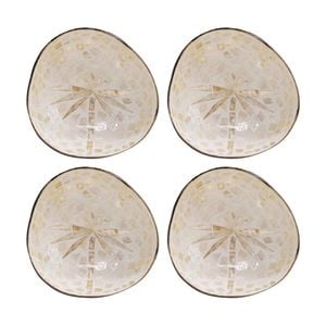 4pk Lvd Palm Tree Natural Decorative Round Coconut Capiz Bowl Decor 13x13x6cm