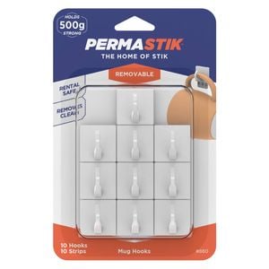 Permastik Removable Mug Hooks - 10 Pack