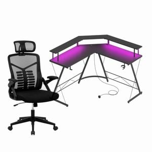 Advwin L Shaped Gaming Office Desk & Gaming Office Chair