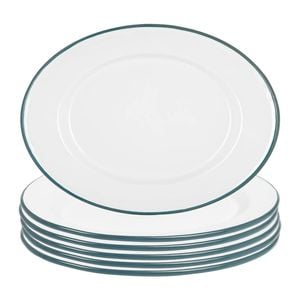 Argon Tableware White Enamel Serving Platters - 30.5cm x 22.5cm - Pack of 6