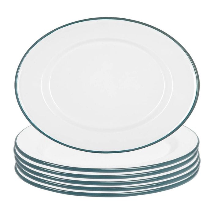 Argon Tableware White Enamel Serving Platters - 30.5cm x 22.5cm - Pack of 6
