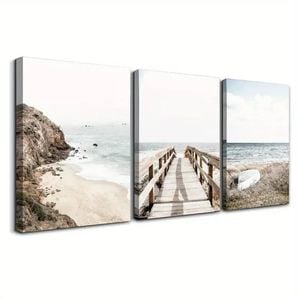 3 Set of Coastal Mural Print 100% Australian Made 3 x 60x90cm  (Stretched)