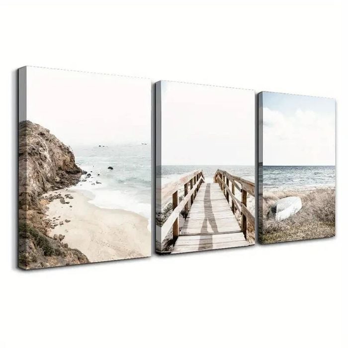3 Set of Coastal Mural Print 100% Australian Made 3 x 60x90cm  (Stretched)