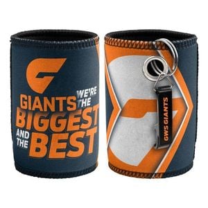 AFL Stubby Can Cooler with Bottle Opener - GWS Giants - Rubber Base
