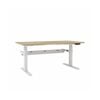 Olg Agile Motion Plus Round Leg White Frame New Oak Ravine Top With Cable Management Scallop Height Adjustable L1500mm X W750mm