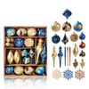 Catzon 70 Pcs Xmas Tree Ornaments Assorted Shapes-Gold Blue