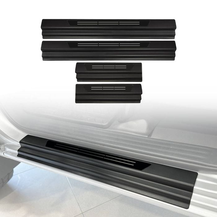 AUSGO Black ABS Door Sill Protector for Nissan Navara NP300 D23 Dual Cab 2015-Onwards Scuff Plate Cover