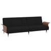 vidaXL Sofa Bed Guest Sleeper Sofa Couch Bed with Cup Holders Black Velvet