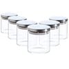 Argon Tableware Glass Storage Jar - Silver Lid - 550ml - Modern Round Scandi Organisation Container Glass Jar - Set Of 6