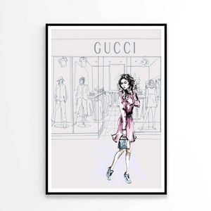 Modern Pink Lady with Fashion Store Print 100% Australian Made 90x120cm (Poster)