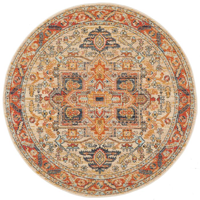 The Rug Connection Heritage 850 Beige 200x200cm - Medium Round Transitional Pet Friendly Indoor Rug
