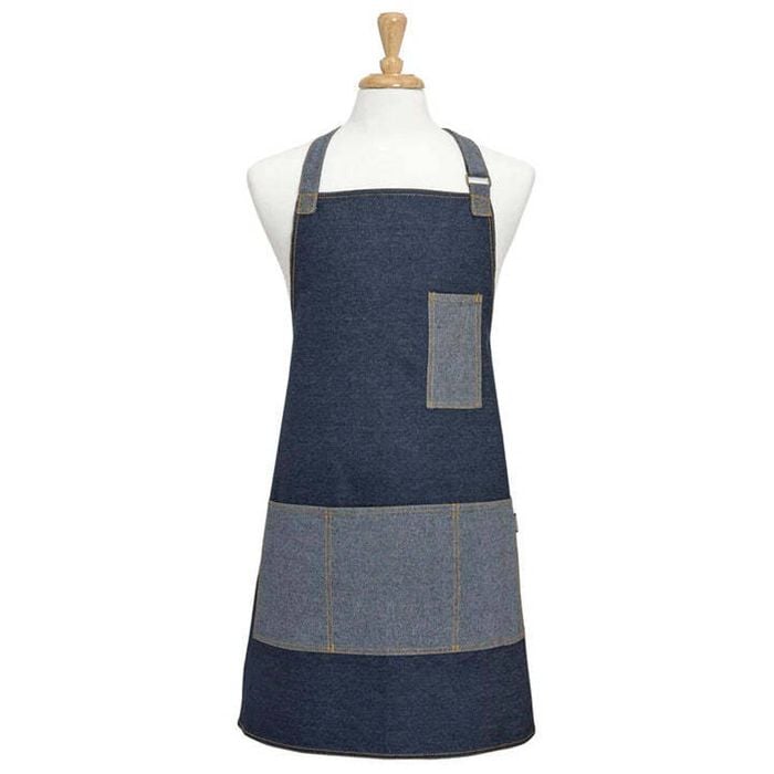 Ladelle Denim Blue Cotton Kitchen Cooking Apron W/ Pockets 70x80cm