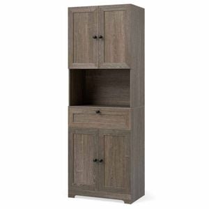 Costway 171.5CM Storage Cabinet Sideboard 4 Door Drawer Adjustable Grey
