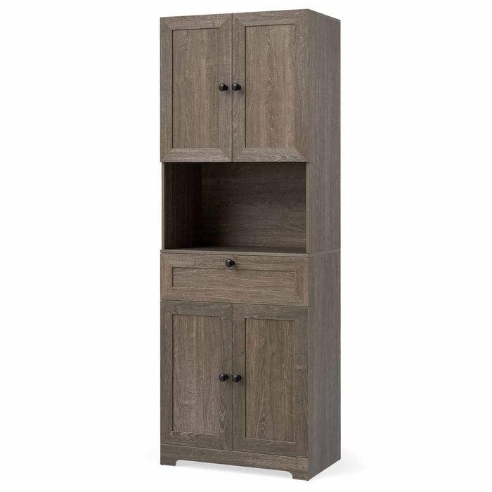 Costway 171.5CM Storage Cabinet Sideboard 4 Door Drawer Adjustable Grey