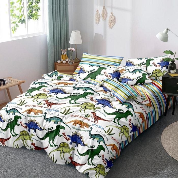 Dreamfields Single Dinosaur Park Design Kids/Boys/Girls Quilt/Duvet/Doona Cover Set