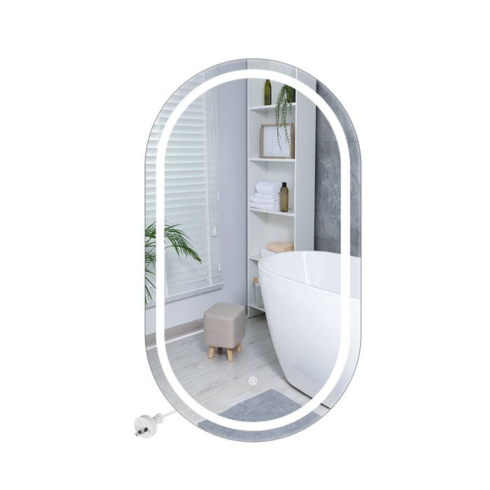 Emitto Bathroom Oval Led Touch Anti-fog Wall Mirror 60x100cm