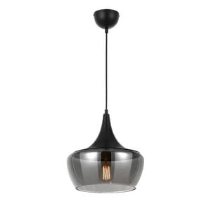Telbix Landy Vintage Pendant Hanging Lamp Light Glass Black Smoke