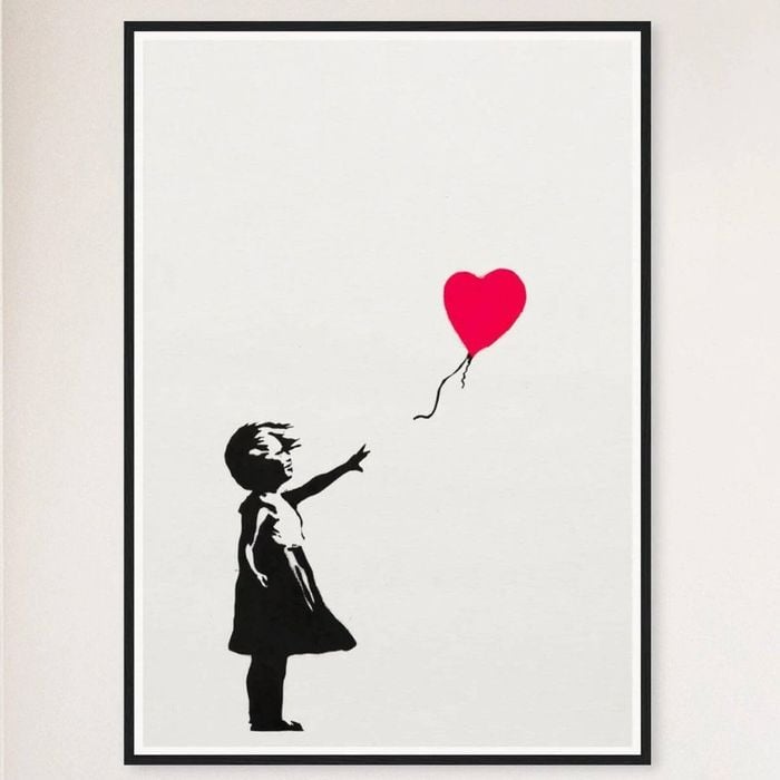 Galrie Banksy Girl With Balloon Artwork Print, 2004 - Iconic Art Piece for Collectors, Black Frame, A3 30 x 42cm (12 x 16inch)