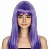 LONG WIG Straight Party Hair Costume Fringe Cosplay Fancy Dress 70cm Womens - Purple (22456) - Purple (22456)