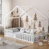 Oikiture King Single House Bed Kids Wooden Bed Frame White