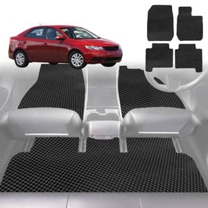 6D Diamond Car Floor Mats for Kia Cerato (TD)2009-2013-Full Set-Black-Outback GT