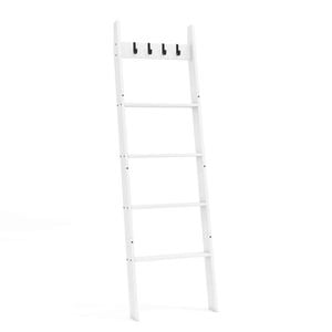 Costway 5-Tier Wall Leaning Blanket Ladder Bamboo Holder Rack White