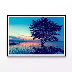 Silhouette of Trees in the Lake  Print 100% Australian Made 120x90cm  (Poster)