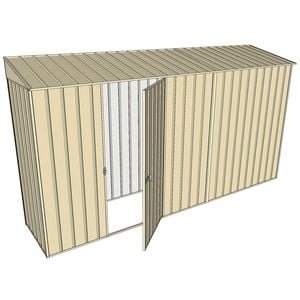 Build-a-Shed 0.8 x 3.7 x 2m Skillion Single Hinged Side Door Shed - Cream