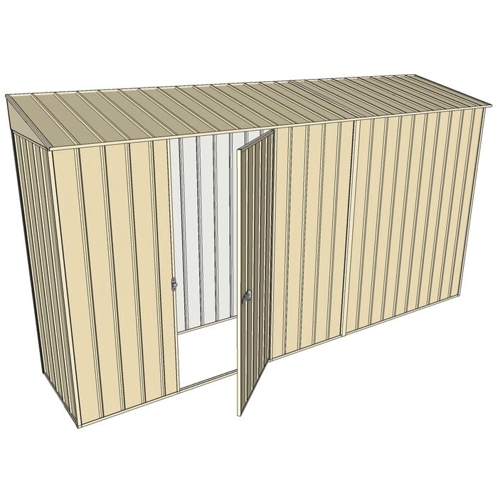 Build-a-Shed 0.8 x 3.7 x 2m Skillion Single Hinged Side Door Shed - Cream
