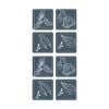 2x 4pc Ecology Ocean Feast Inspired Rectagle Coasters Dark Blue/white 10cm