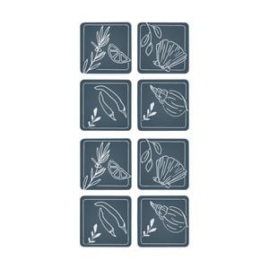 2x 4pc Ecology Ocean Feast Inspired Rectagle Coasters Dark Blue/white 10cm