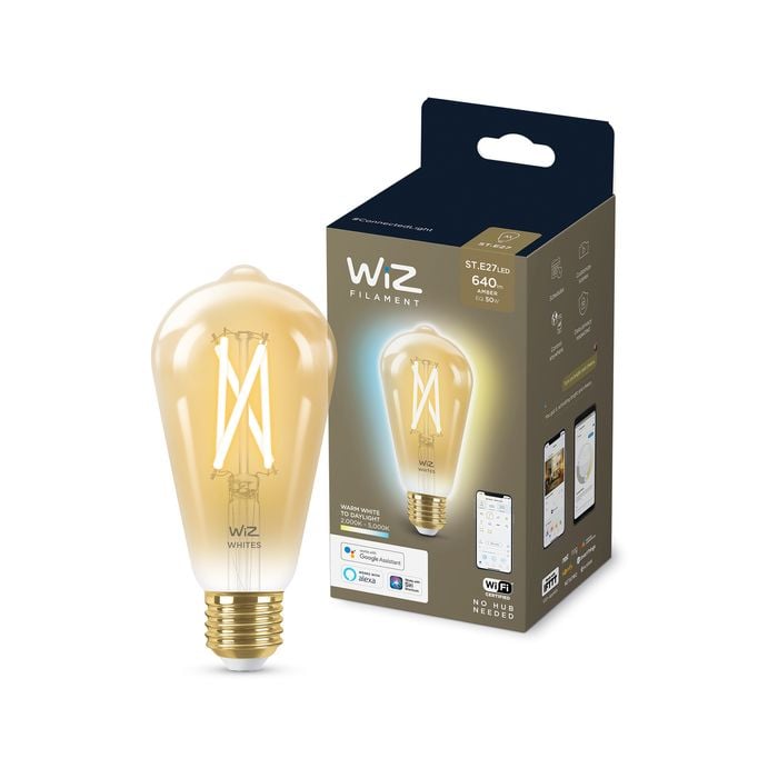 WiZ Smart ST64 E27 640lm Tunable White 7w Amber Globe - 1 Pack